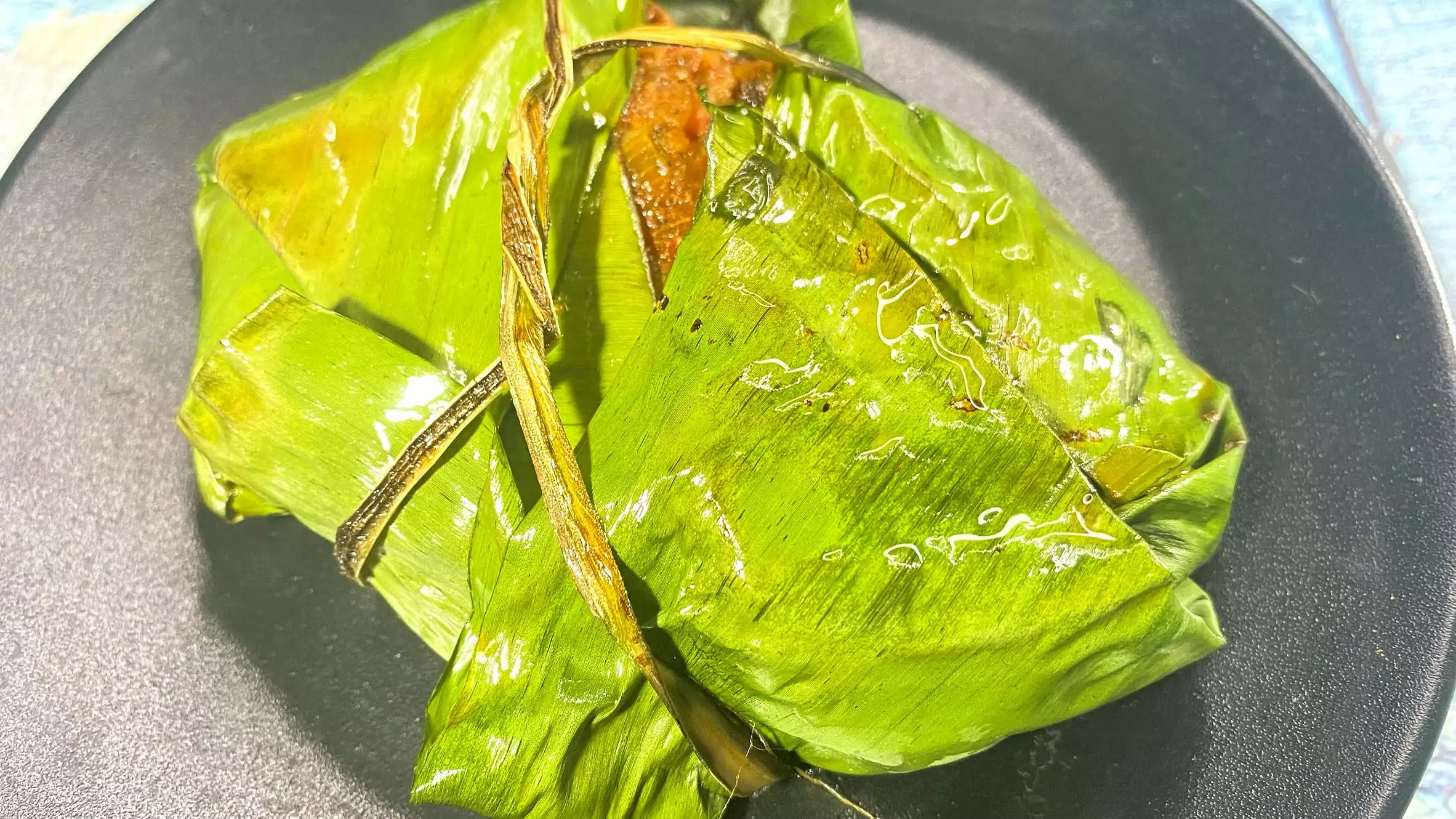 paneer in banana leaf